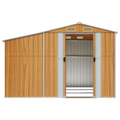 Градинска барака светлокафяв 277x279x179 см поцинкована стомана