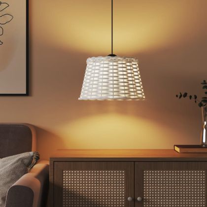 Абажур за таванна лампа бял Ø38x23 см ракита