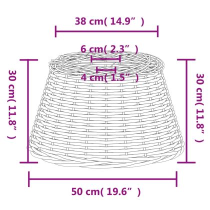 Абажур за таванна лампа бял Ø50x30 см ракита