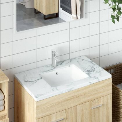 Мивка за баня, бяла, 50x40,5x18,5 см, правоъгълна, керамика
