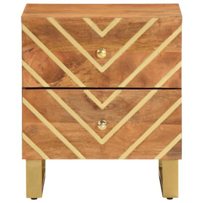 Нощно шкафче, кафяво и черно, мангово дърво масив