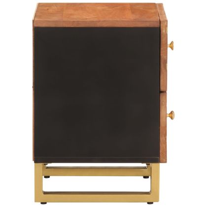 Нощно шкафче, кафяво и черно, мангово дърво масив