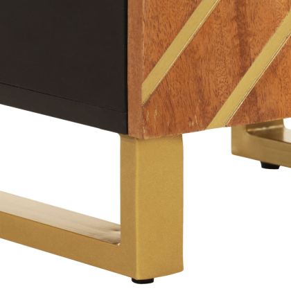 Шкаф за баня, кафяво и черно, 38x33,5x160, манго масив