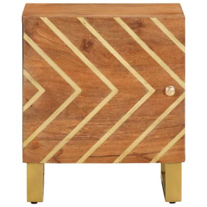 Нощно шкафче, кафяво и черно, мангово дърво масив