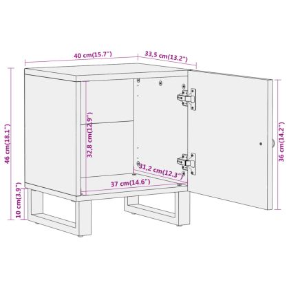 Нощно шкафче, кафяво и черно, мангово дърво масив
