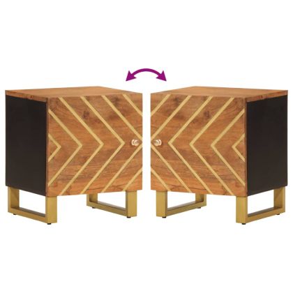 Нощни шкафчета, 2 бр, кафяво и черно, мангово дърво масив