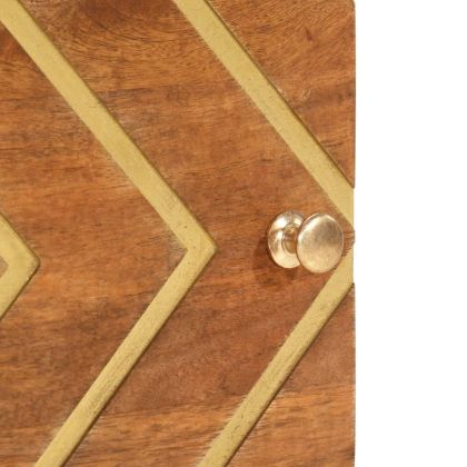 Нощни шкафчета, 2 бр, кафяво и черно, мангово дърво масив