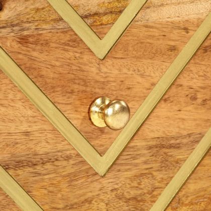 Нощно шкафче, кафяво и черно, мангово дърво масив