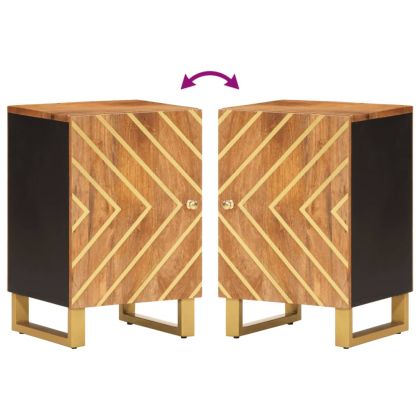 Шкаф за баня, кафяво и черно, 38x33,5x58 см, манго масив