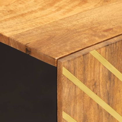 Шкаф за баня, кафяво и черно, 38x33,5x58 см, манго масив