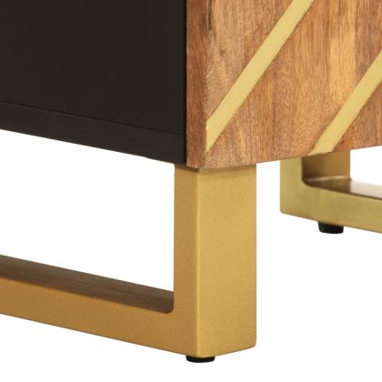 Шкаф за баня, кафяво и черно, 38x33,5x58 см, манго масив