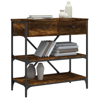 Конзолна маса, опушен дъб, 75x34,5x75 см, инженерно дърво