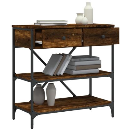 Конзолна маса, опушен дъб, 75x34,5x75 см, инженерно дърво