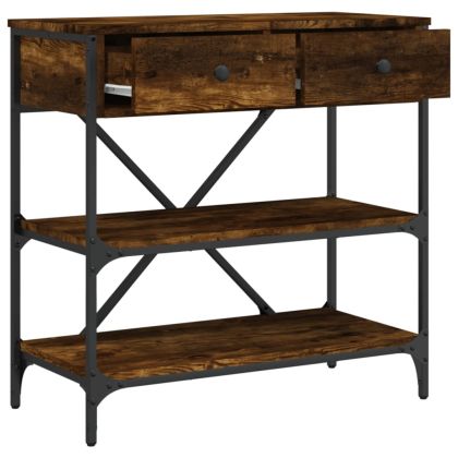 Конзолна маса, опушен дъб, 75x34,5x75 см, инженерно дърво