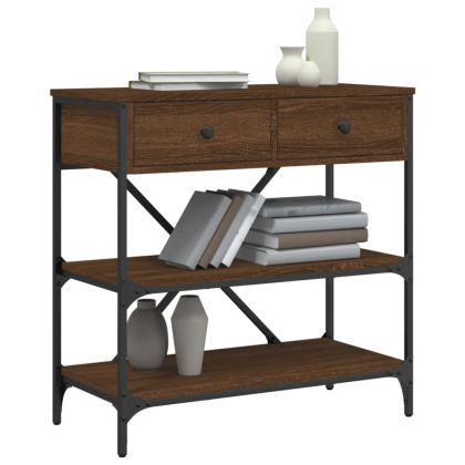 Конзолна маса, кафяв дъб, 75x34,5x75 см, инженерно дърво