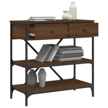 Конзолна маса, кафяв дъб, 75x34,5x75 см, инженерно дърво