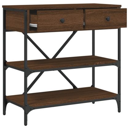 Конзолна маса, кафяв дъб, 75x34,5x75 см, инженерно дърво