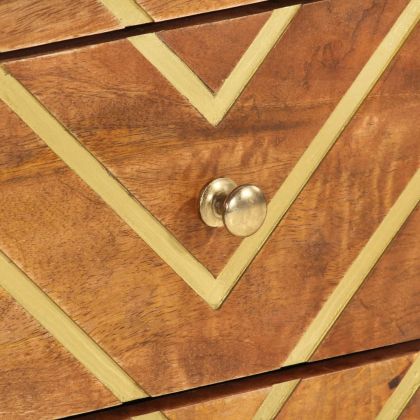 Нощно шкафче, кафяво и черно, 50x33x60 см, мангово дърво масив