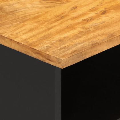 ТВ шкаф, кафяво и черно, 80x33,5x46 см, масивно мангово дърво