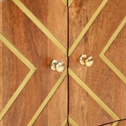 Страничен шкаф, кафяво и черно, 60x33,5x75 см, манго масив