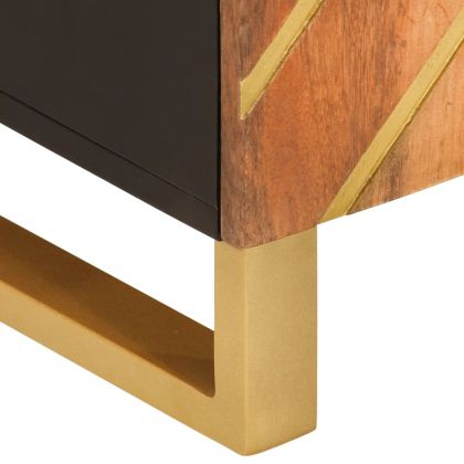Страничен шкаф, кафяво и черно, 60x33,5x75 см, манго масив