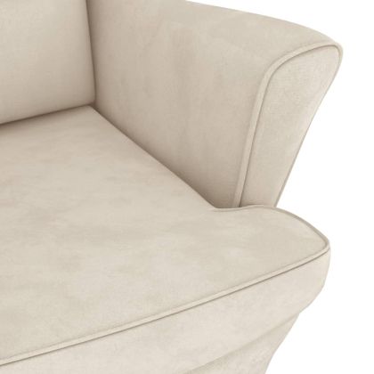 Люлеещ се стол с облегалка, кремав кадифе и масивно дърво