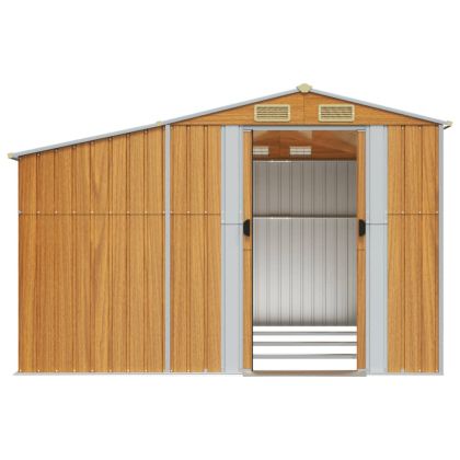 Градински навес светлокафяв 277x365,5x179см поцинкована стомана