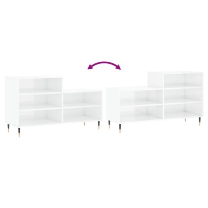 Шкаф за обувки, бял гланц, 102x36x60 см, инженерно дърво