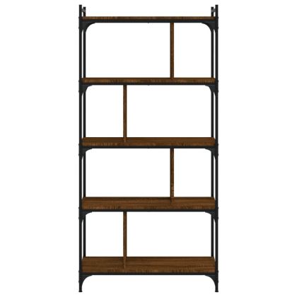 Библиотека 5 рафта кафяв дъб 76x32x158 см инженерно дърво