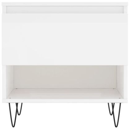 Маси за кафе, 2 бр, бял гланц, 50x46x50 см, инженерно дърво