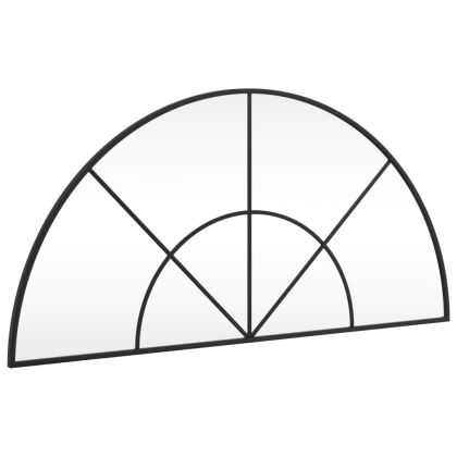 Стенно огледало, черно, 100x50 см, арка, желязо