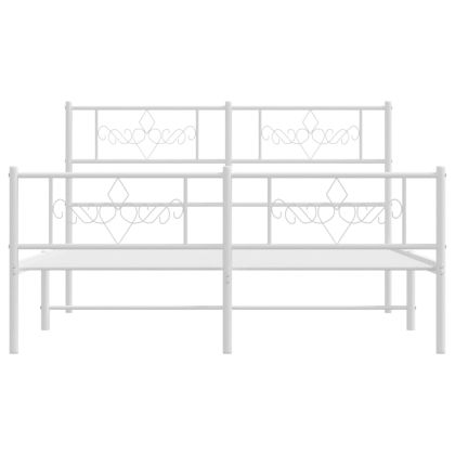 Метална рамка за легло с горна и долна табла, бяла, 135x190 см
