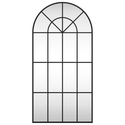 Стенно огледало, черно, 50x100 см, арка, желязо