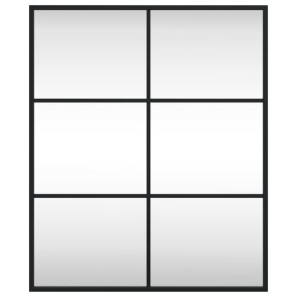 Стенно огледало, черно, 50x60 см, правоъгълно, желязо