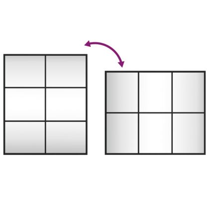Стенно огледало, черно, 50x60 см, правоъгълно, желязо