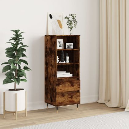Висок шкаф, опушен дъб, 40x36x110 см, инженерно дърво