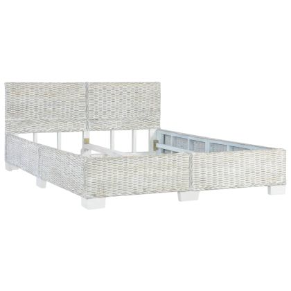 Рамка за легло, сива, естествен ратан, 140x200 cм