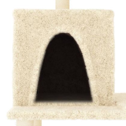 Котешко дърво със сизалени стълбове, кремаво, 167 см