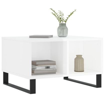 Кафе маса, бял гланц, 60x50x36,5 см, инженерно дърво