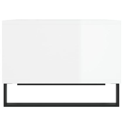 Кафе маса, бял гланц, 60x50x36,5 см, инженерно дърво