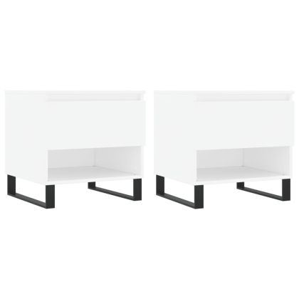 Маси за кафе, 2 бр, бели, 50x46x50 см, инженерно дърво