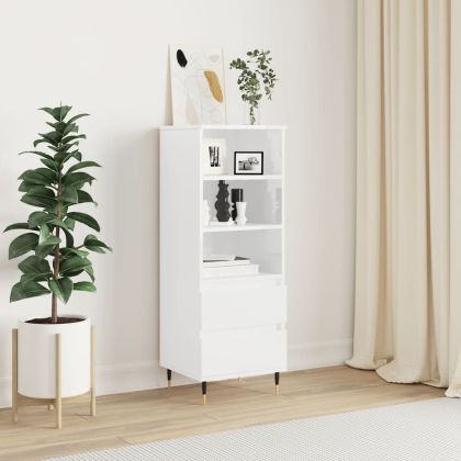 Висок шкаф, бял гланц, 40x36x110 см, инженерно дърво