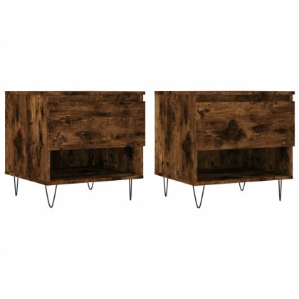 Кафе маси, 2 бр, опушен дъб, 50x46x50 см, инженерно дърво