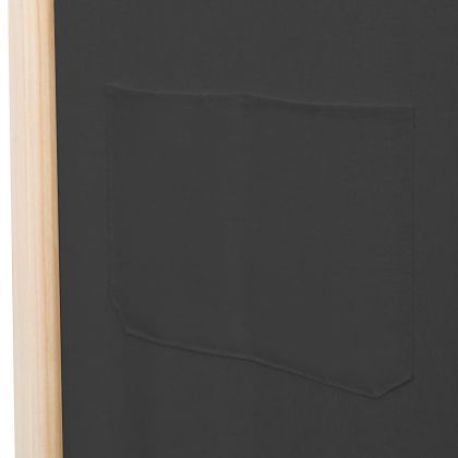 Параван за стая, 6 панела, сив, 240х170х4 cм, текстил