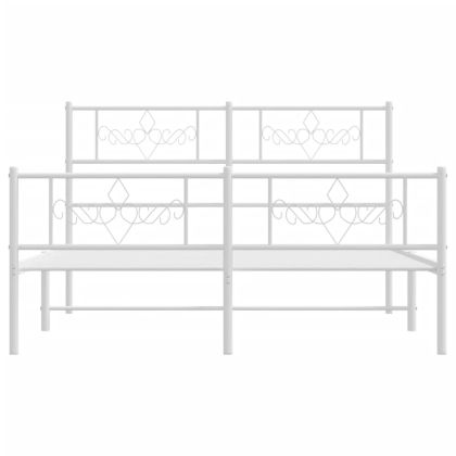 Метална рамка за легло с горна и долна табла, бяла, 120x200 см
