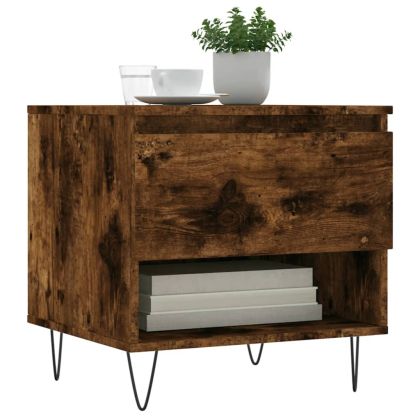 Маса за кафе, опушен дъб, 50x46x50 см, инженерно дърво