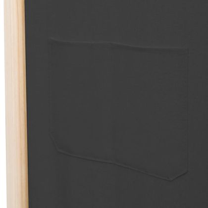 Параван за стая, 5 панела, сив, 200x170x4 cм, текстил