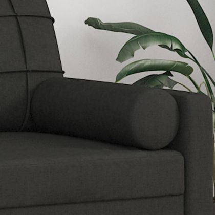 Декоративни възглавници, 2 бр, черни, Ø15x50 см, плат