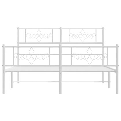 Метална рамка за легло с горна и долна табла, бяла, 120x190 см