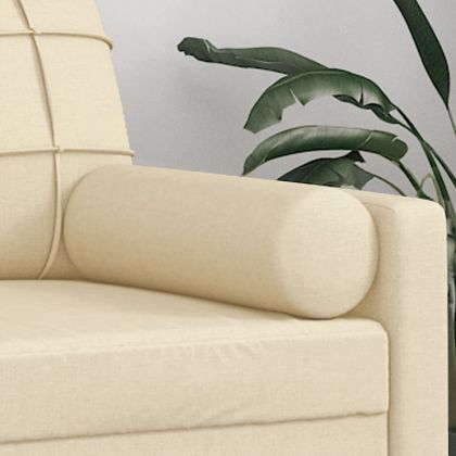 Декоративни възглавници, 2 бр, кремави, Ø15x50 см, плат